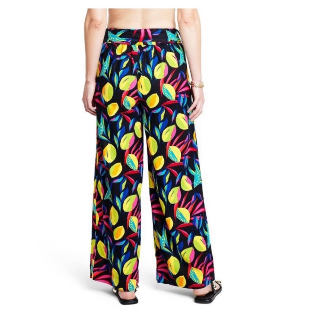 Tabitha Brown for Target Bold Tropical Lemon Print Linen Blend Wide Leg Pants SM - Picture 15 of 16